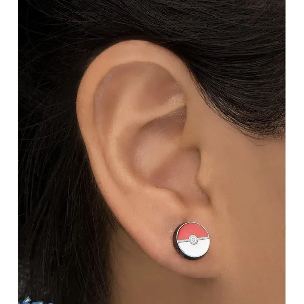 1 Pair Pokemon Ball‎ PokeBall Stud Cute Earrings Stainless Steel